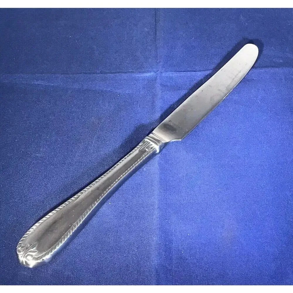 Dinner Knife : Lenox Tudor Bead Stainless Rope Edge Glossy Stainless 9 1/4”